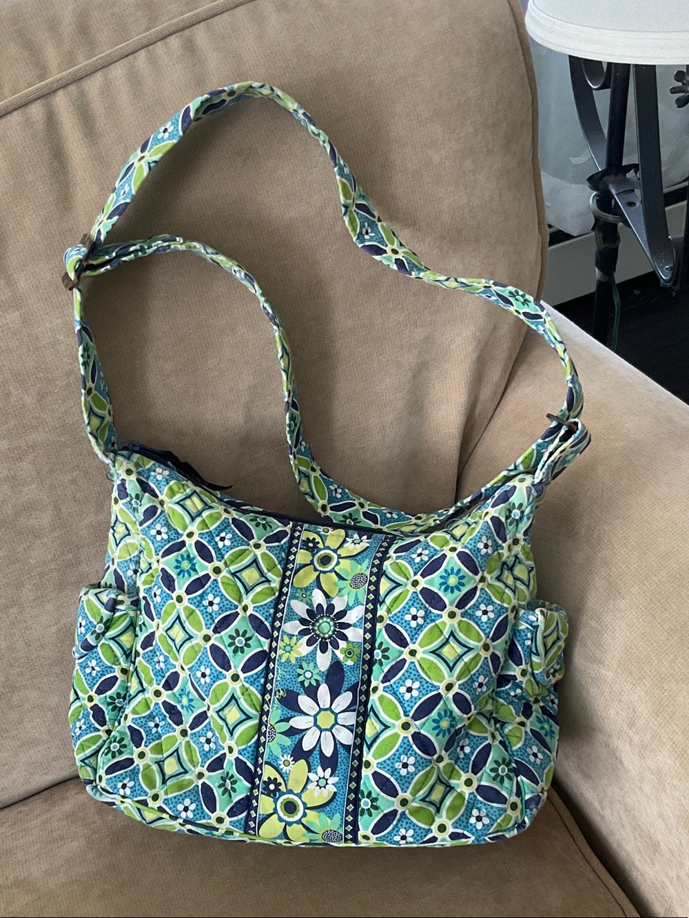 Vera Bradley Blue Green Floral Quilted Crossbody Bag